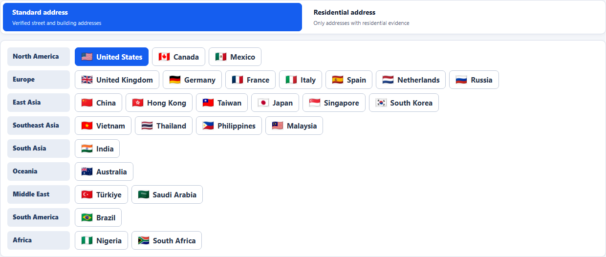 United States WebUI overview