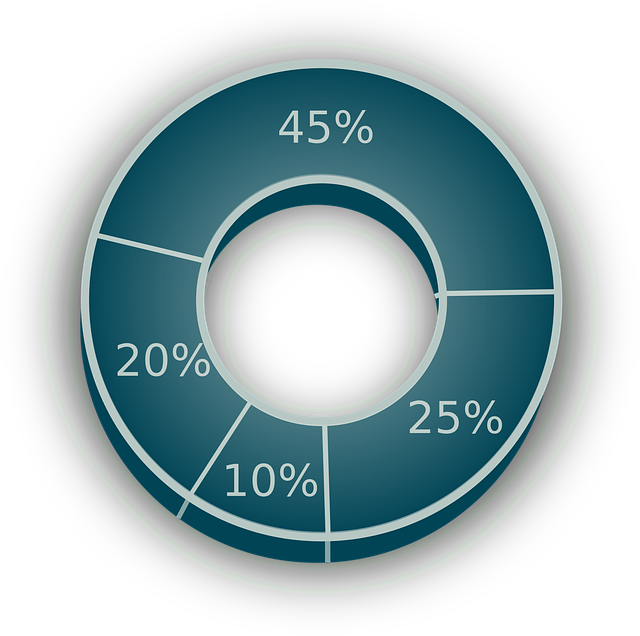 Pie chart with four segments: 45%, 25%, 20%, and 10%