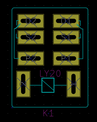 Screenshot of the Omron LY-2x footprint for KiCad