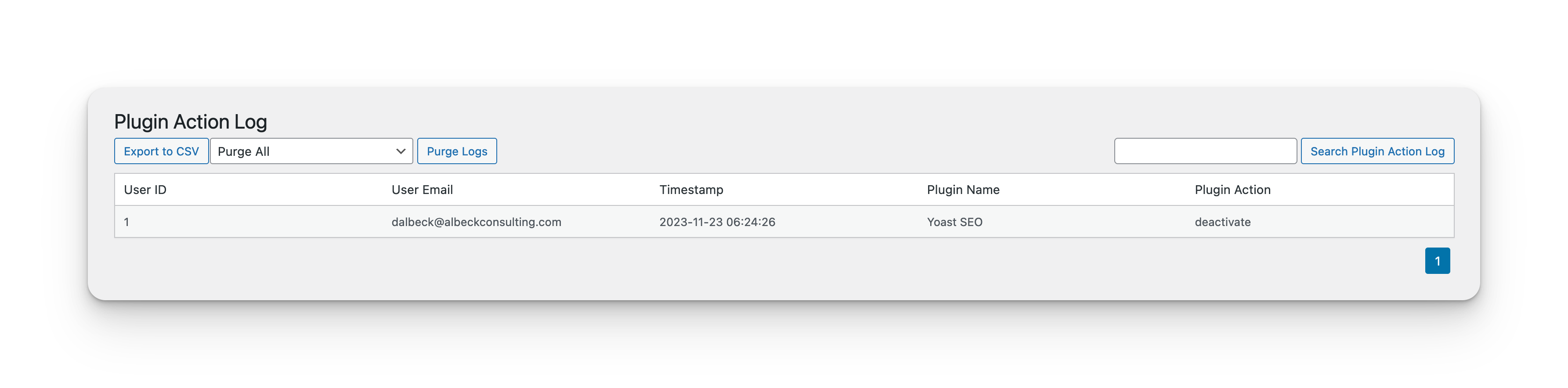Plugin Action Log
