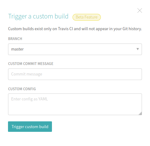 Travis CI trigger custom build