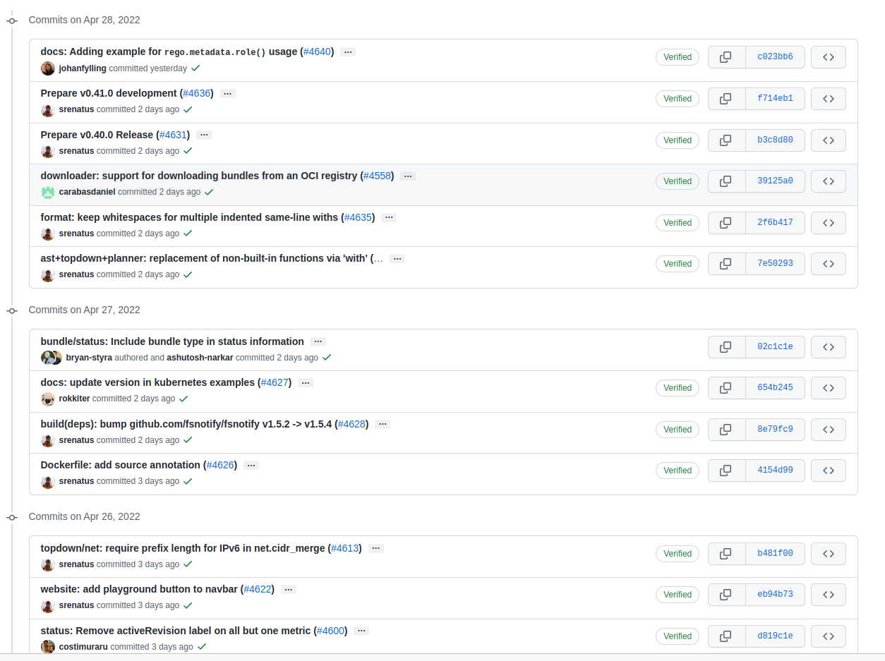 OPA Good Commit History