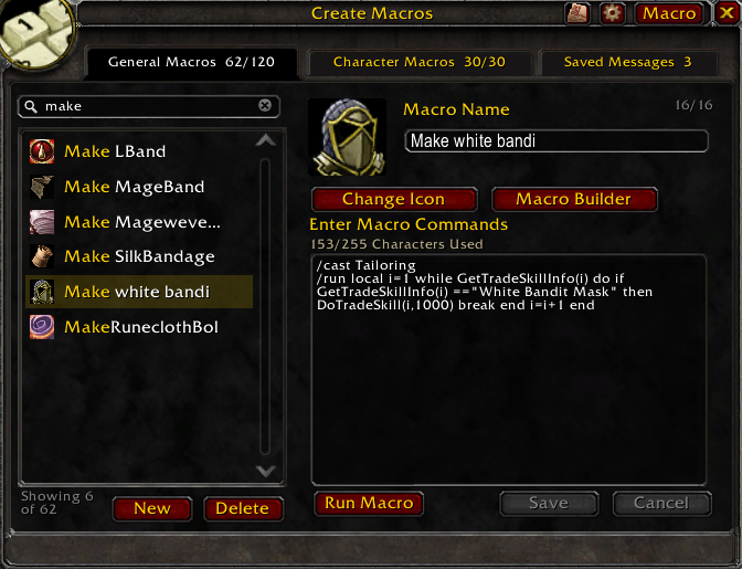 Fuzzy search filtering the macro list
