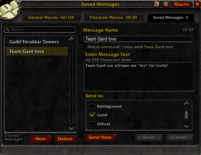 Saved Messages tab with channel selection