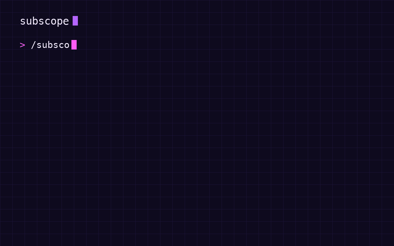 subscope hero: a Claude Code chat after /subscope-run, showing two labeled sections, BUYER SIGNALS with ranked threads like "HubSpot renewal +28%, anyone moved off?" and AUTHORITY PLAYS with answerable threads, each tagged with subreddit, age, score, and pattern