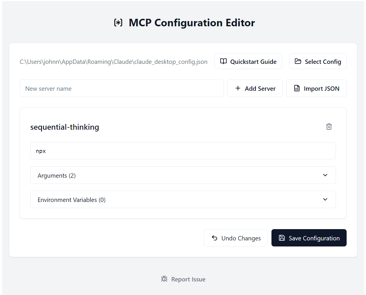 MCP Config Editor Screenshot