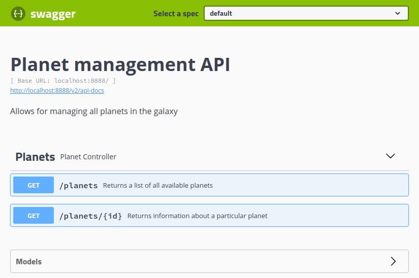 Swagger UI documentation