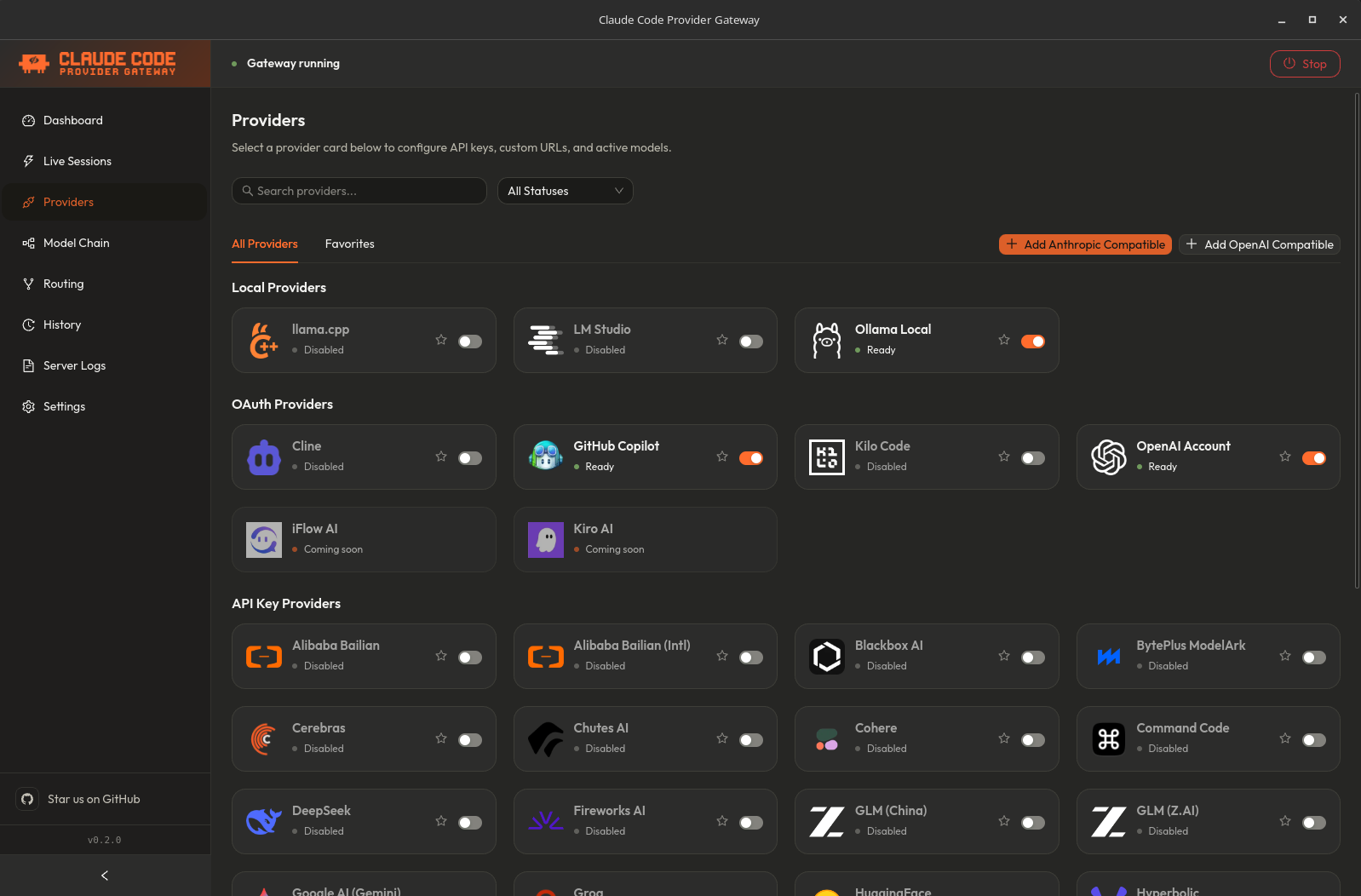 Claude Code Provider Gateway desktop app demo
