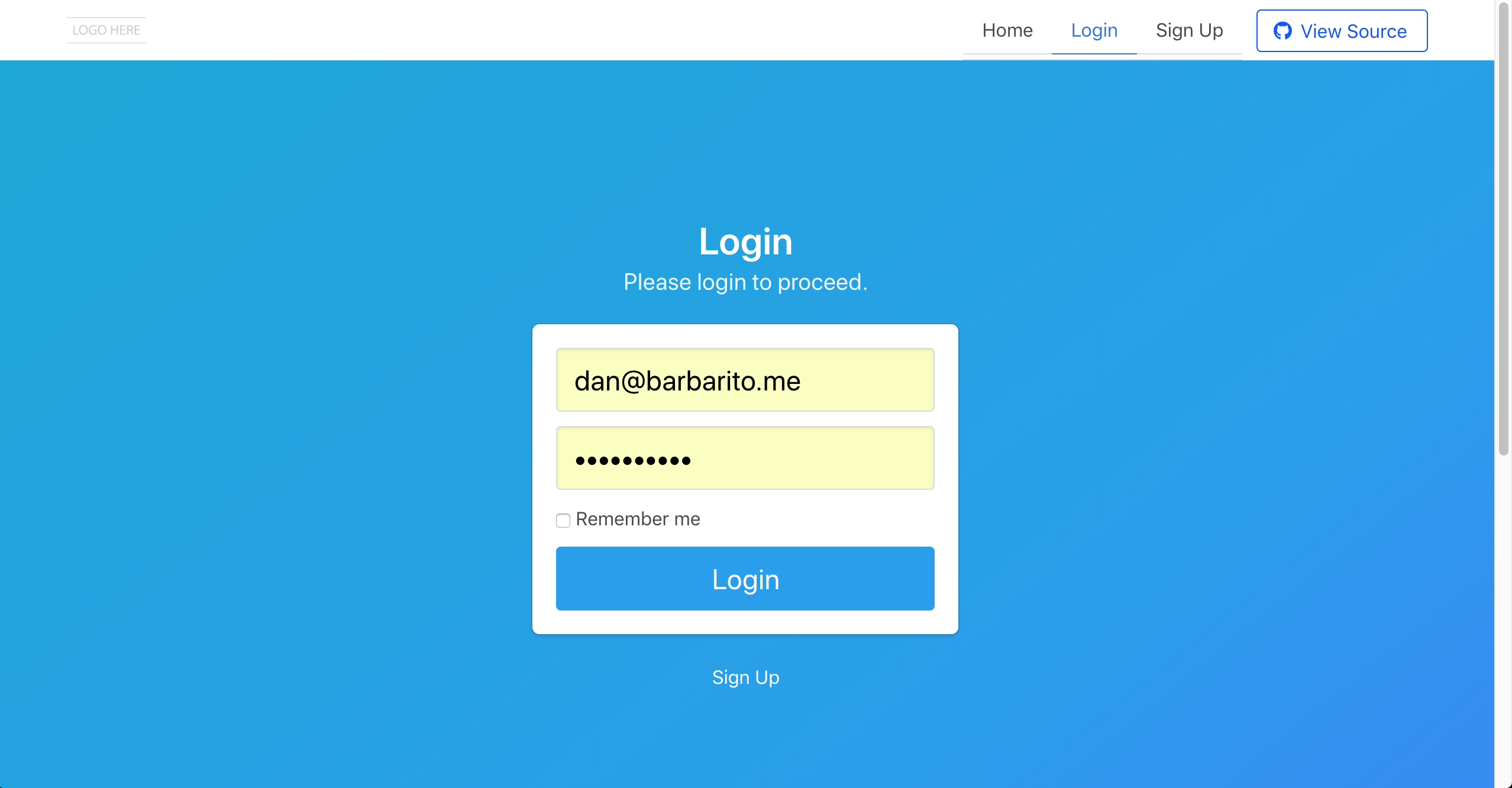 login page