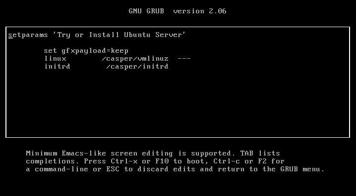 GRUB Edit Menu