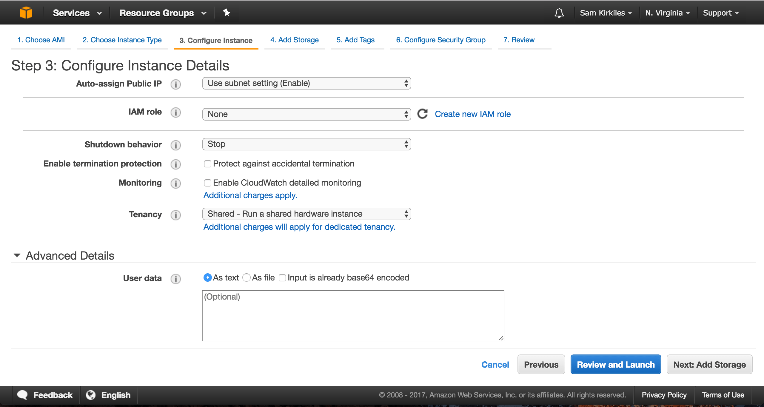 AWS EC2 User Data form