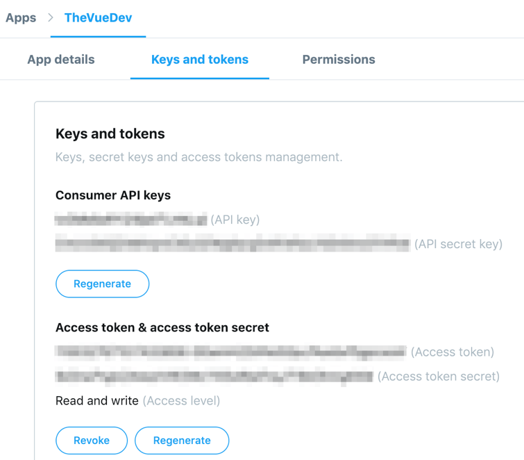 Twitter Keys and Tokens