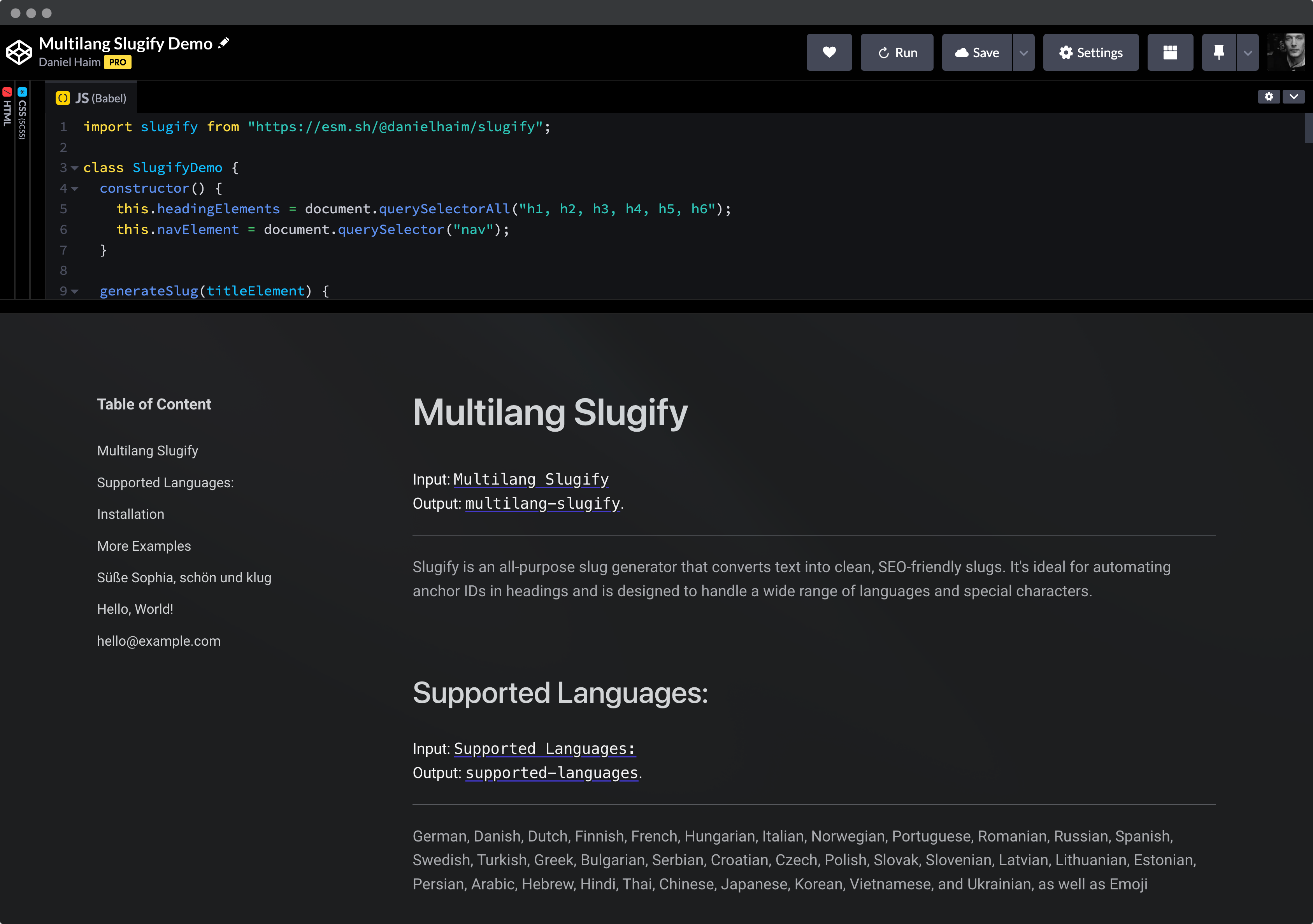 Multilang Slugify Demo