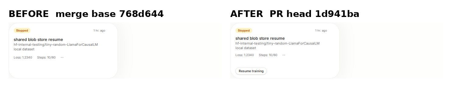 Resume button, before and after