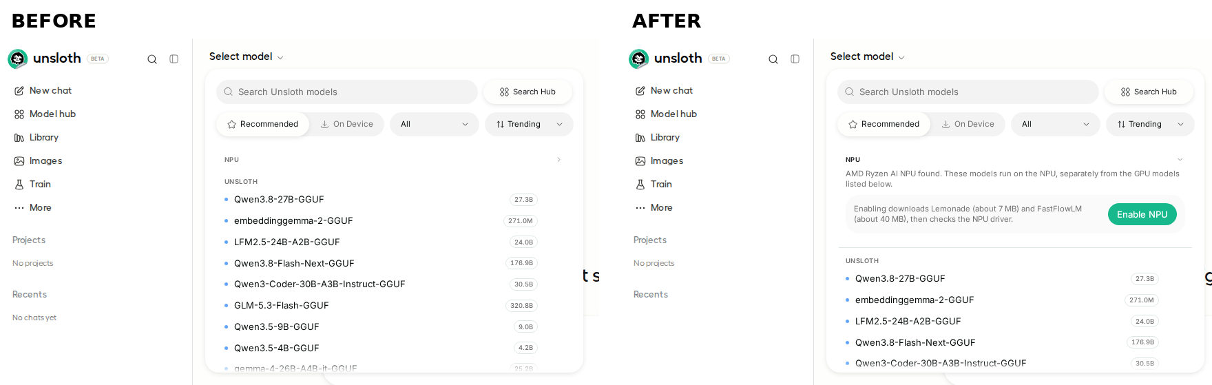 NPU heading click, before vs after