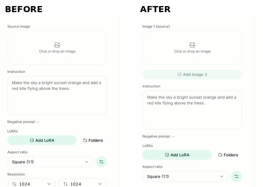 Edit tab before and after