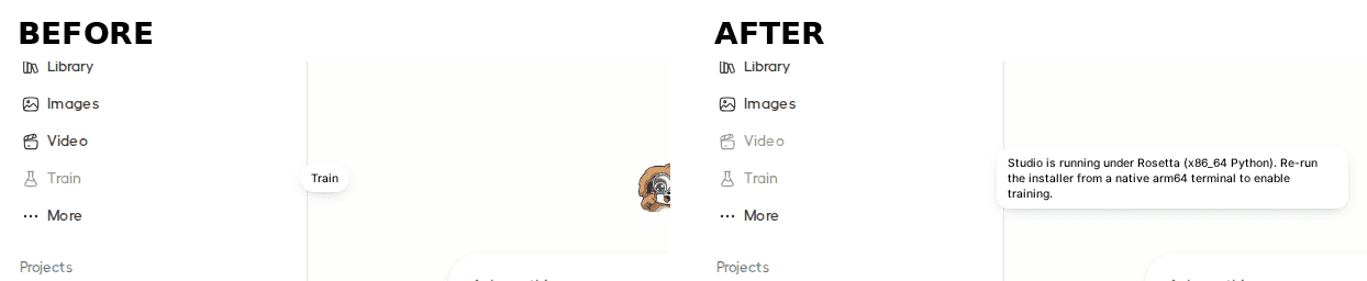 Train hint before and
after