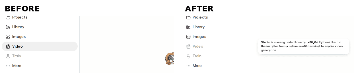 Video hint before and
after