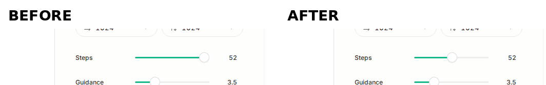Steps slider, before vs after