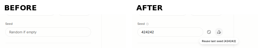 Seed row, before vs after