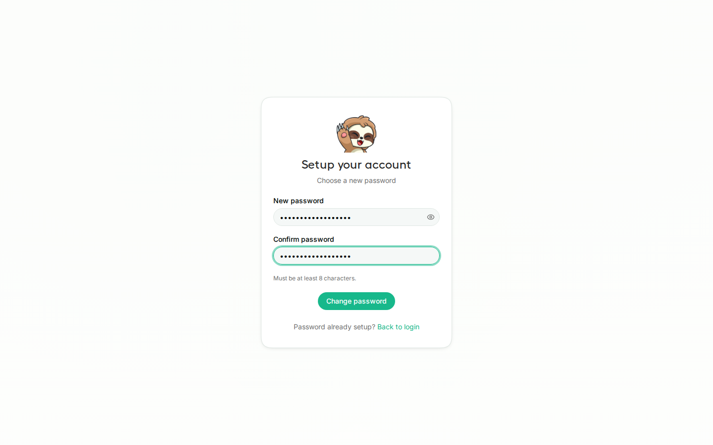 new password entered