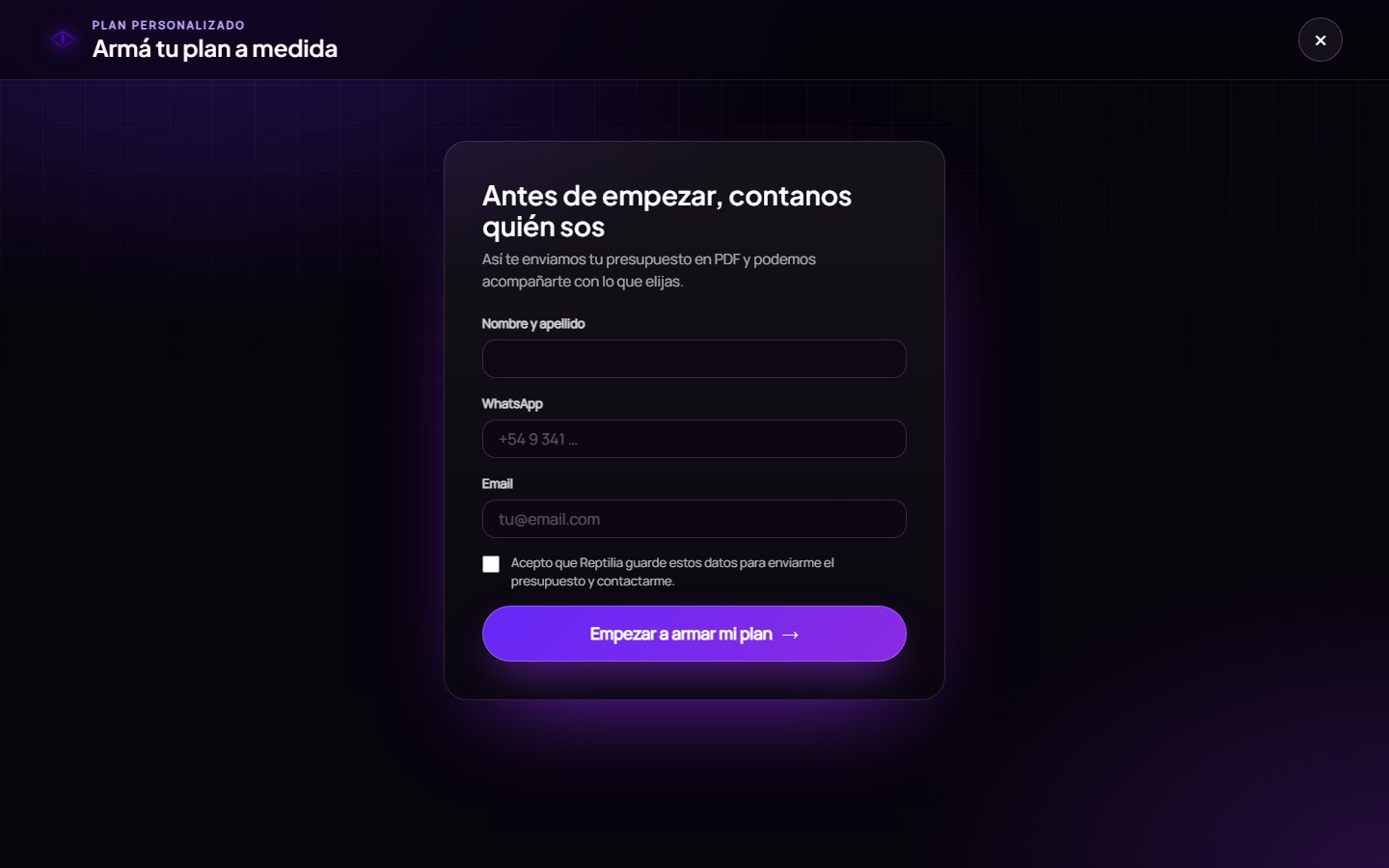 Paso 1: datos de contacto