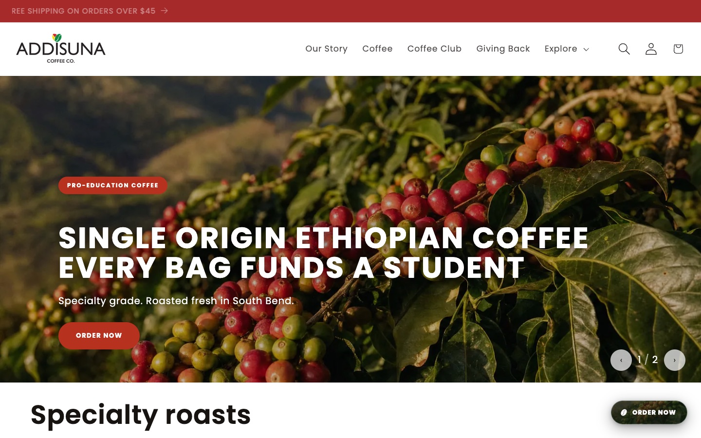 The Addisuna Coffee Co. home page