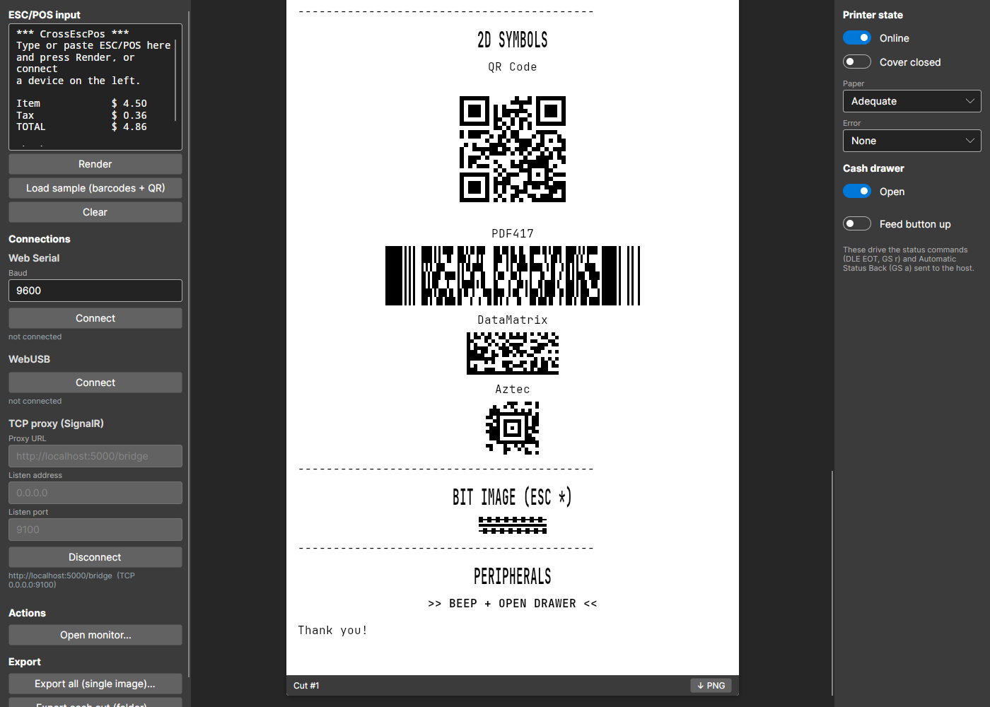 The same app in the browser