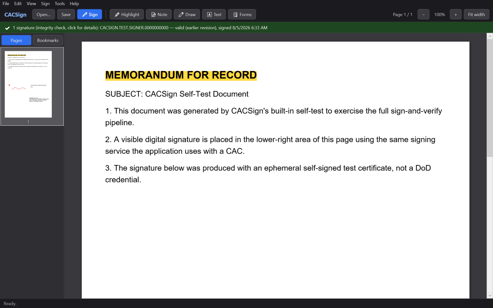 CACSign viewer