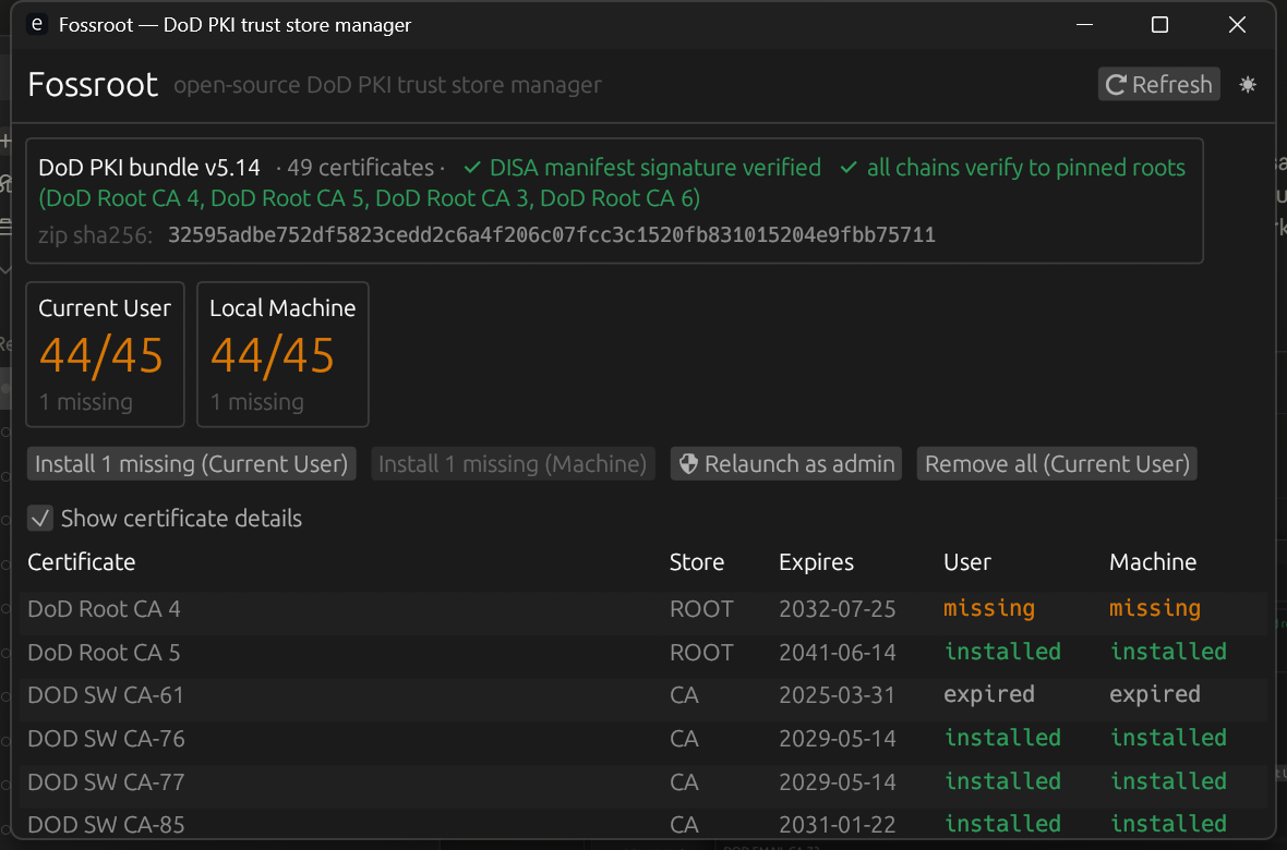Fossroot GUI