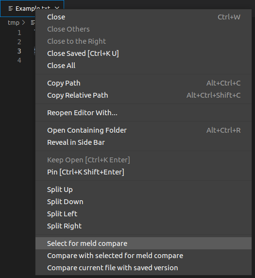 Editor context menu