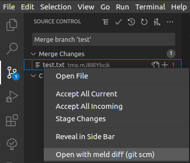 Open changed file from scm