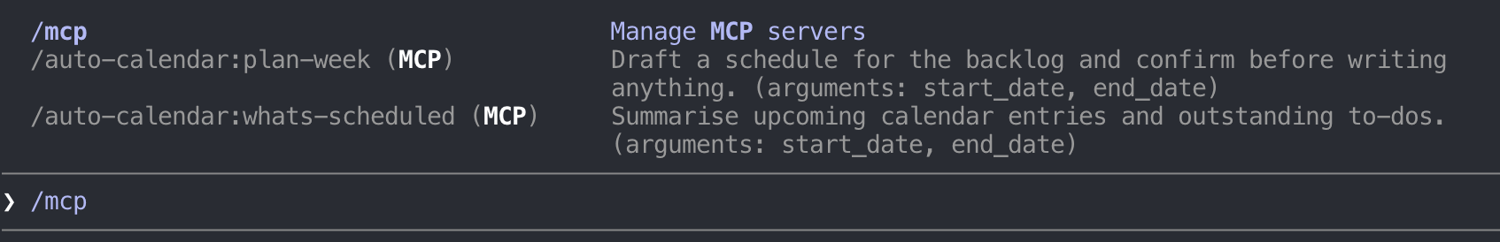 The prompts offered as slash commands in Claude Code