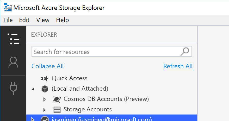 Refreshing storage explorer