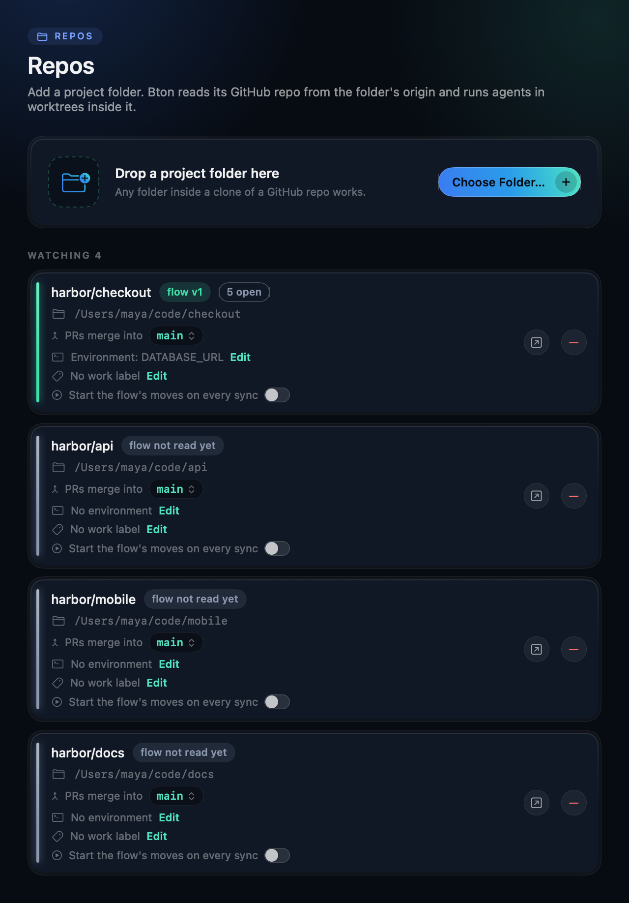 Repos settings