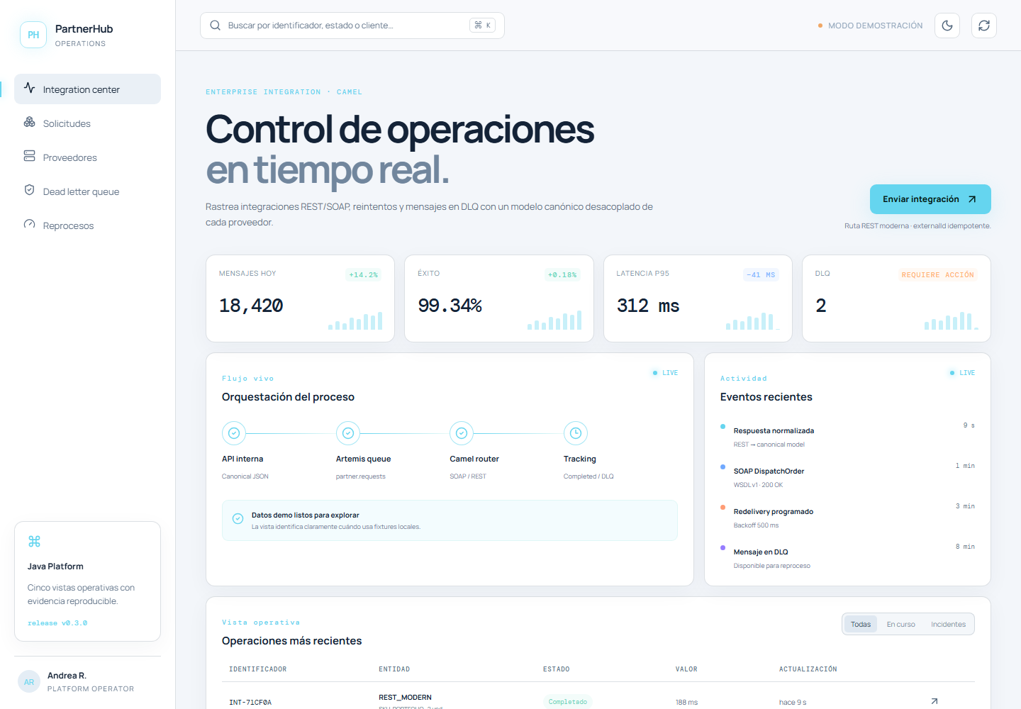 Captura del sistema: Partner Hub — integración REST y SOAP