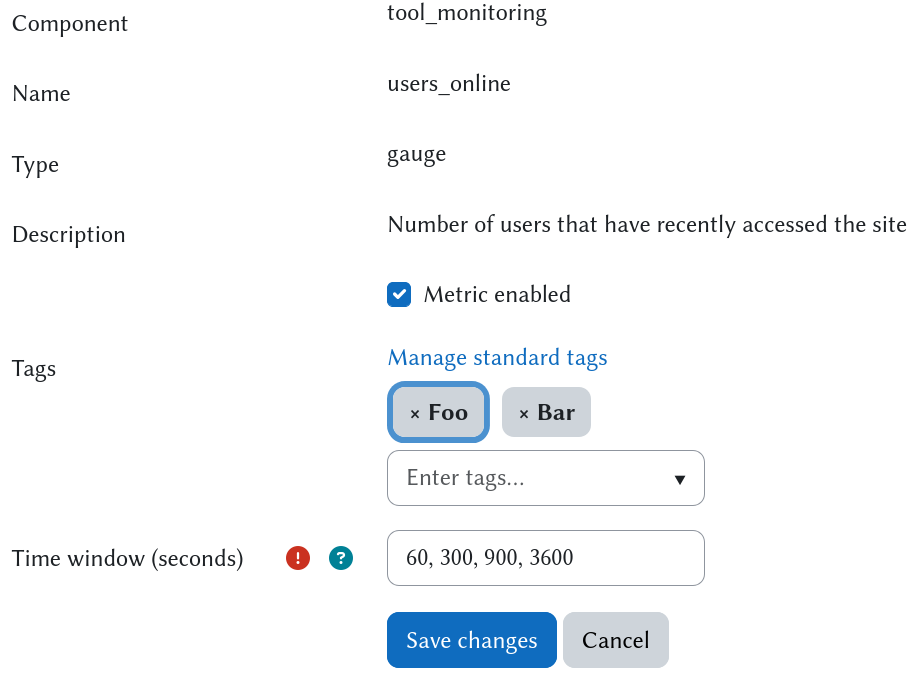Metric Config Tags users_online
