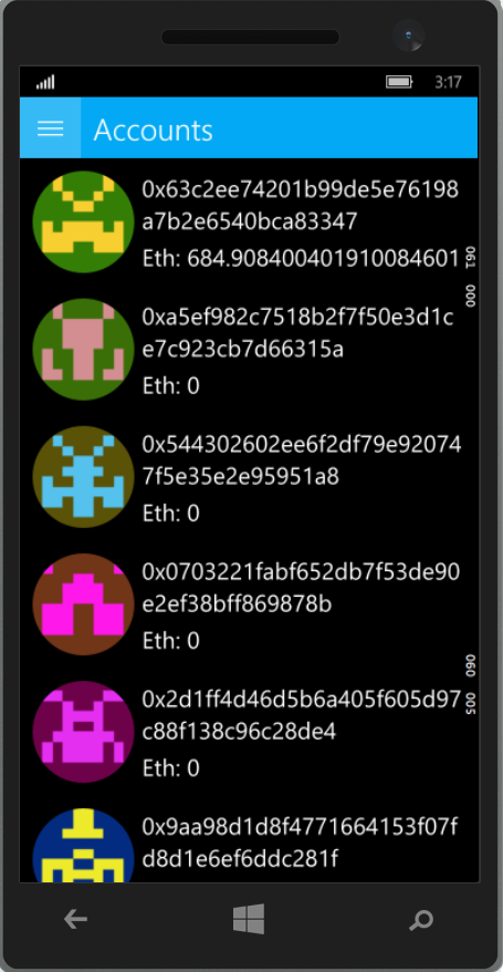 Nethereum UWP Windows 10 Phone Ethereum example