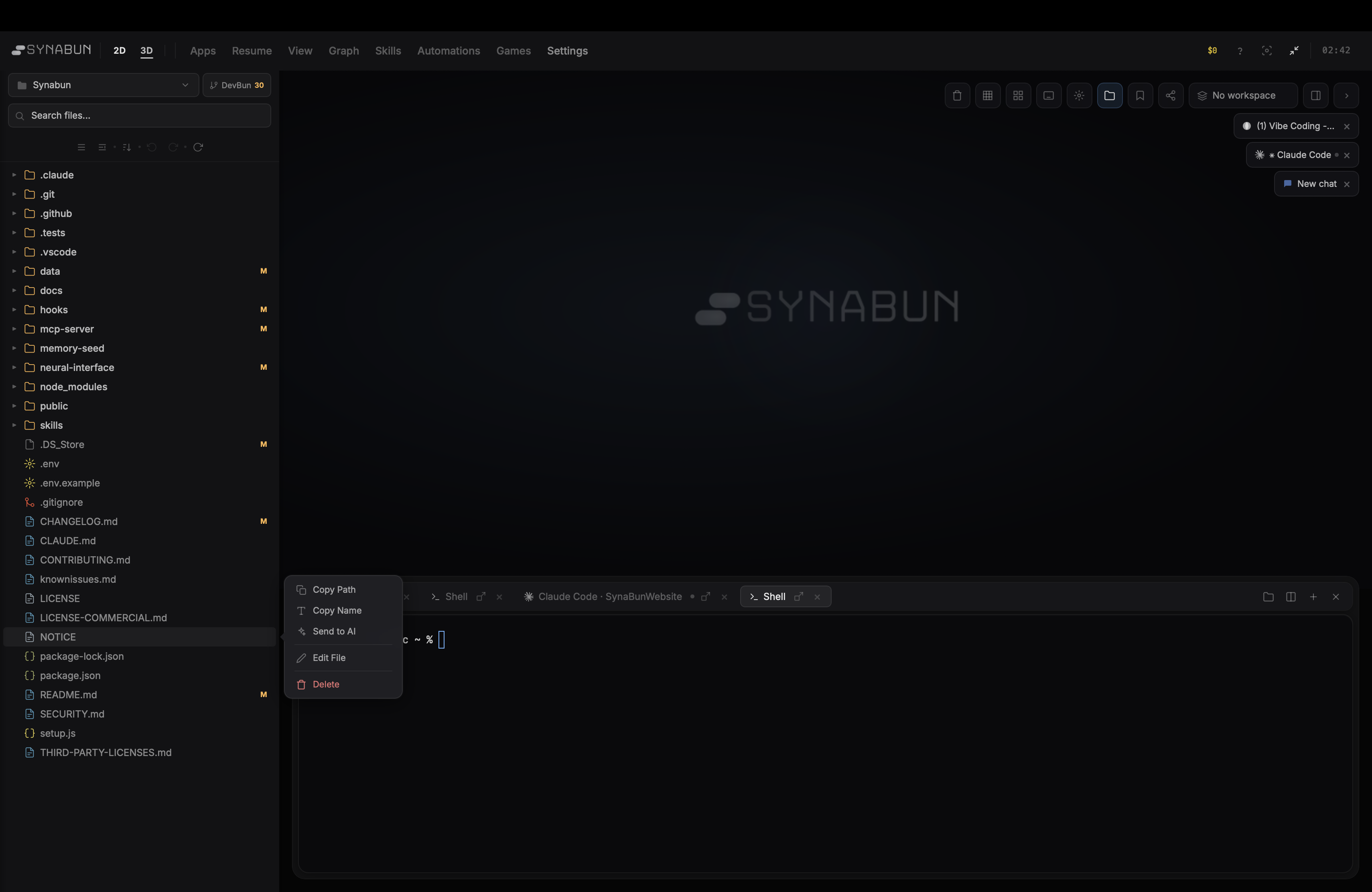 Claude Code terminal with memory tools