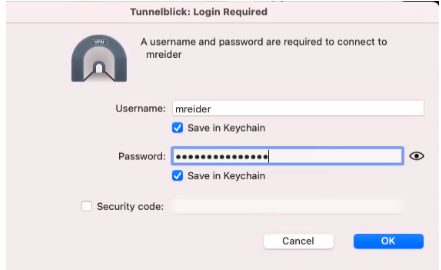 Tunnelblick Login/Password