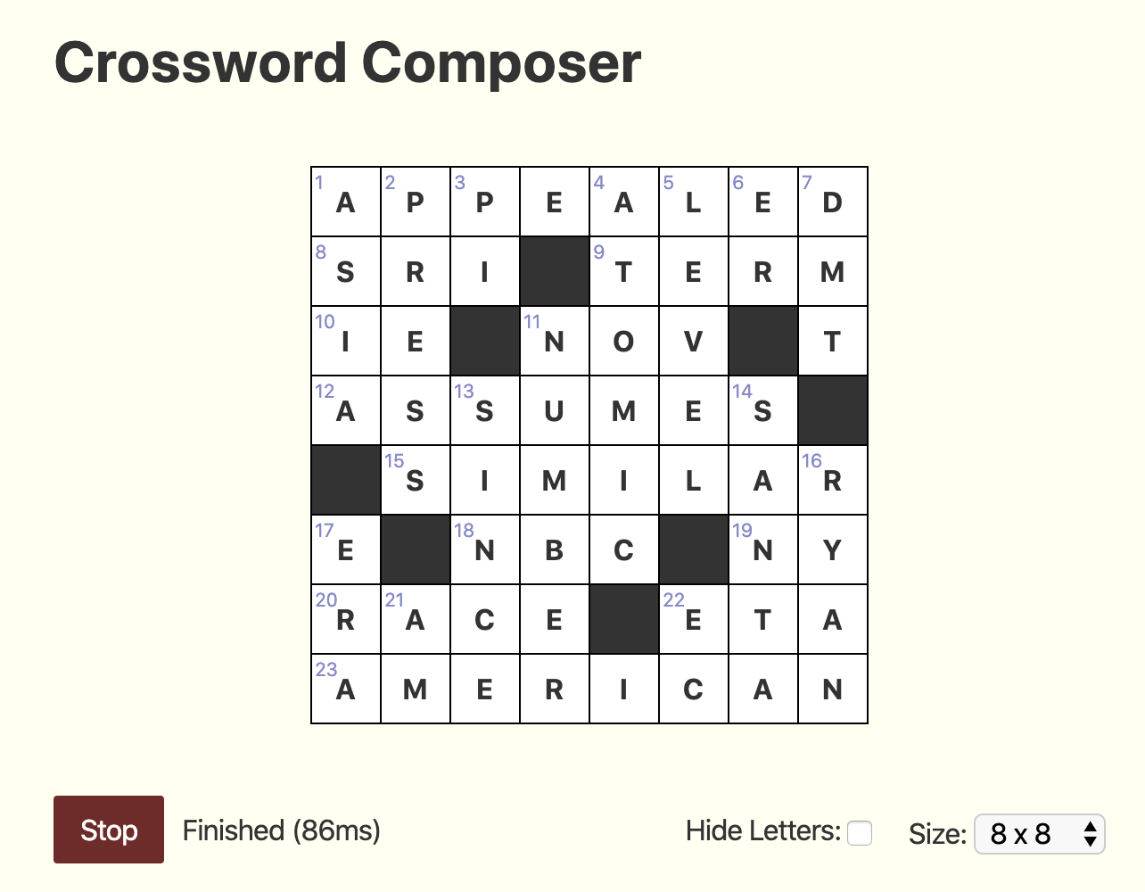 Screenshot of Crossword Composer