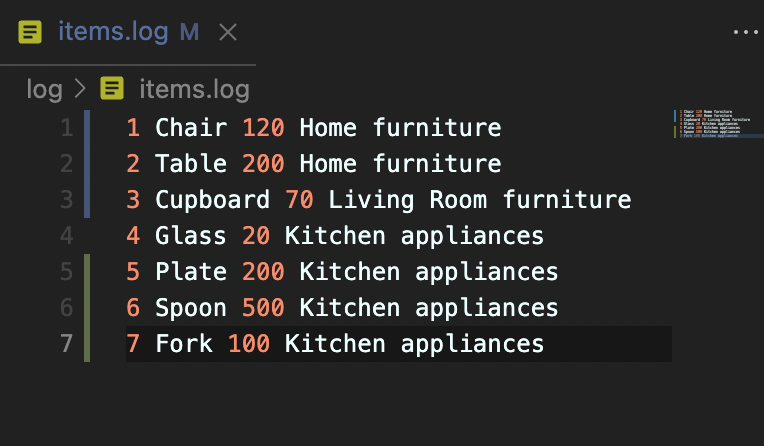 Database log