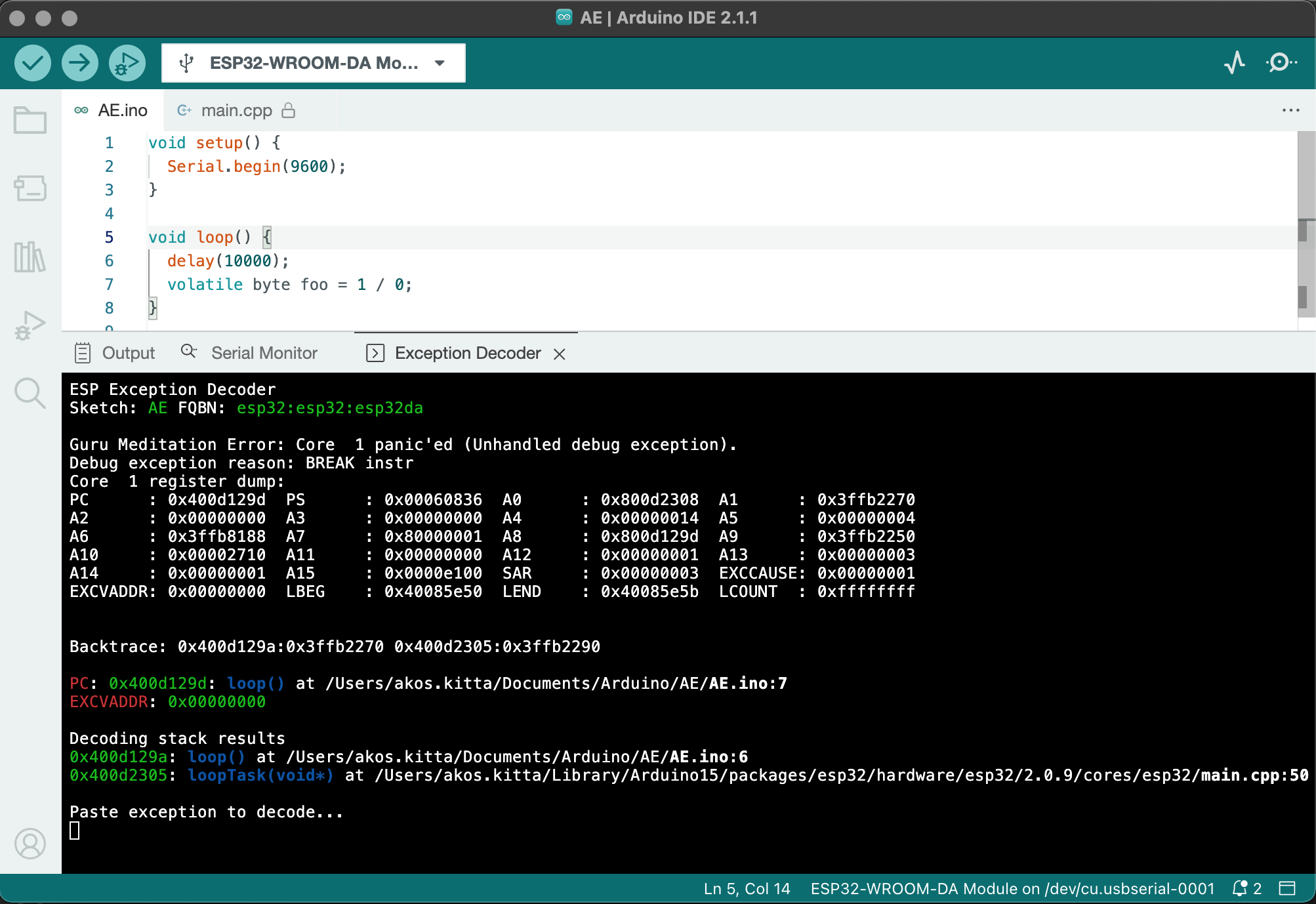 ESP8266/ESP32 Exception Decoder Extension