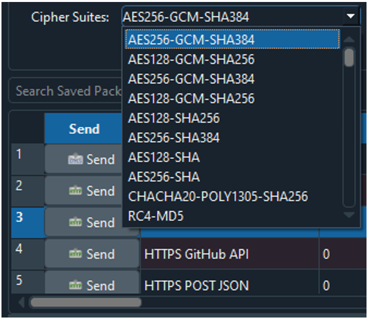 Cipher Suites Dropdown