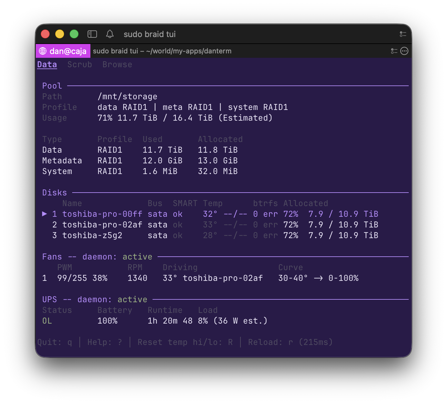 braid tui dashboard