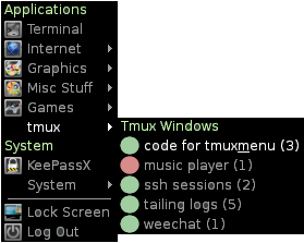 Tmux Menu in Action Tmux Menu in Action