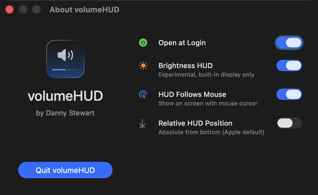 volumeHUD Settings