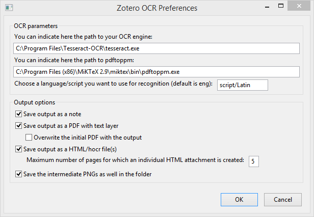 Zotero OCR Preferences