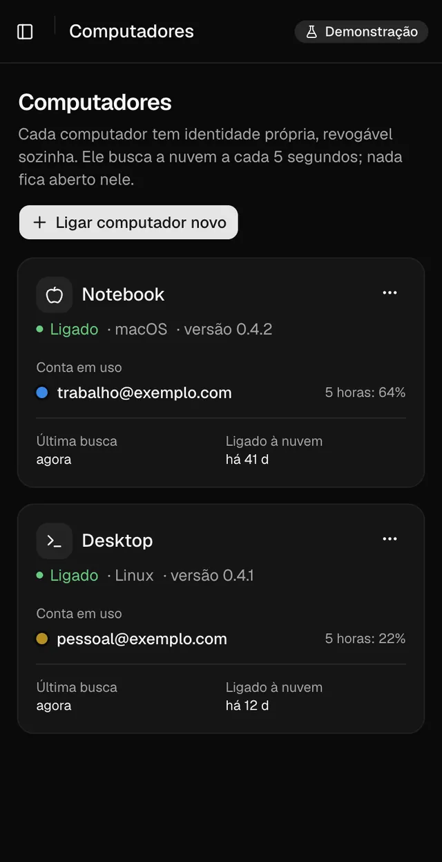 No celular: computadores