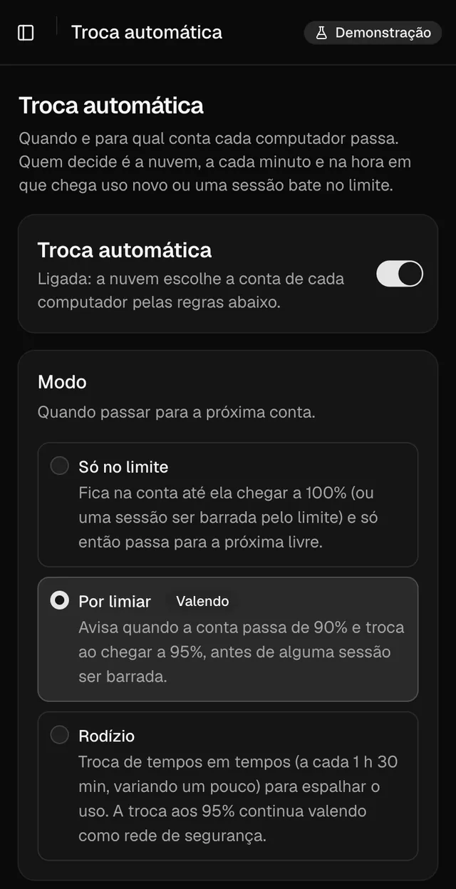No celular: troca